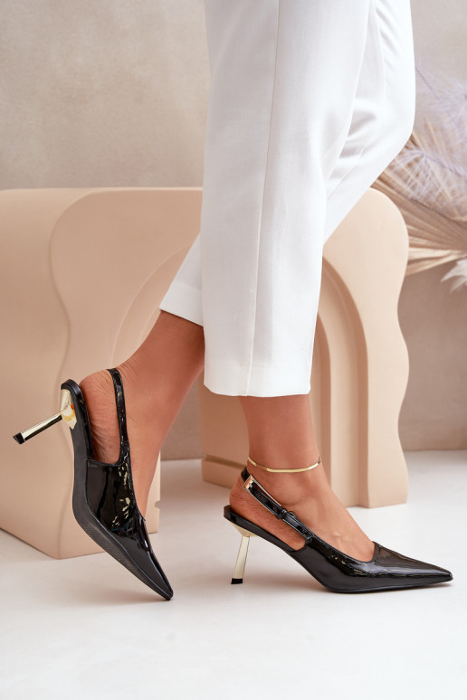 Patentuoti aukštakulniai atviru kulnu, Black Filona