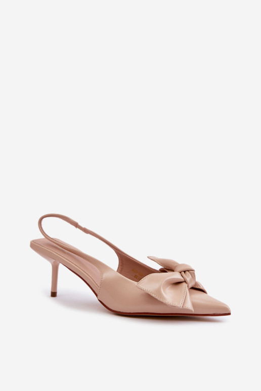 Eco Leather Beige Emirenna aukštakulniai su lankeliu