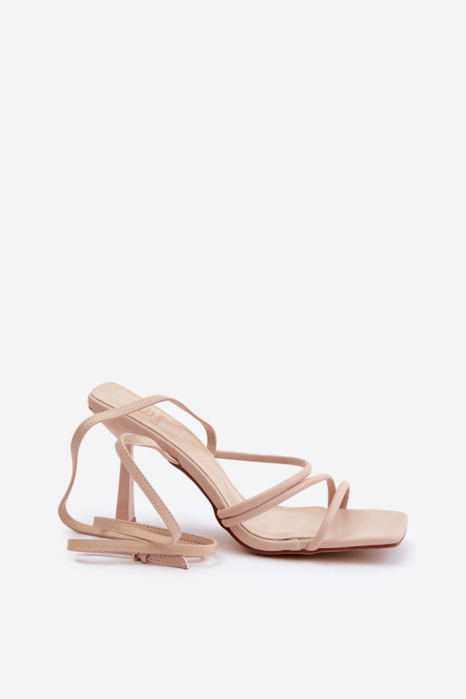 Stilingi aukštakulniai sandalai su petnešėlėmis Beige Saredi