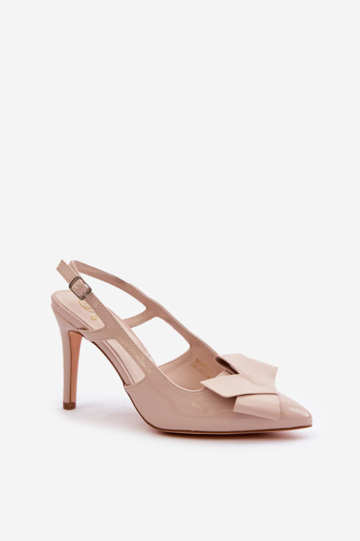 Patentuoti aukštakulniai atviru kulnu, Beige Auroravia