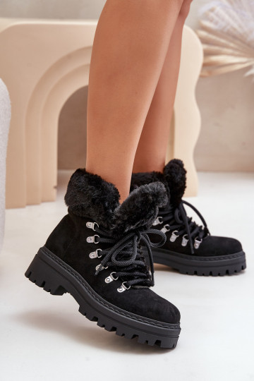 Moteriški raišteliai su kailiuku, Black Vaminia