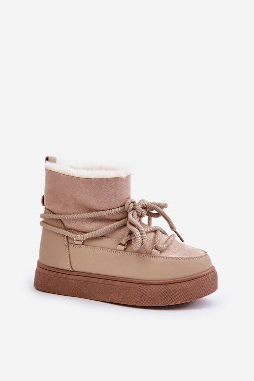 Moteriški platforminiai sniego batai su kailiniu pamušalu, smėlio spalvos Aziara