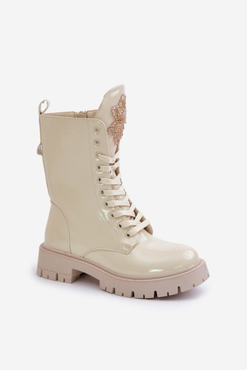 Patentuoti izoliuoti darbiniai kulkšnies batai su smėlio spalvos apdaila Kelilea 2