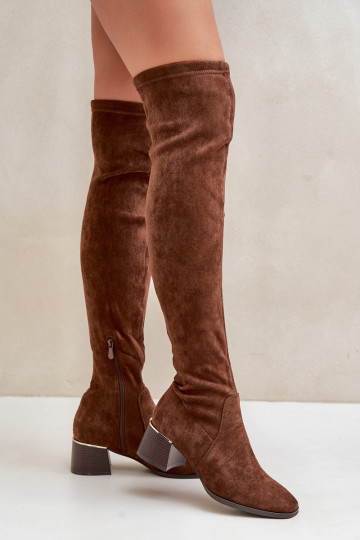 Batai iki kelių, pagaminti iš ekologiškos zomšos, Brown Galadi