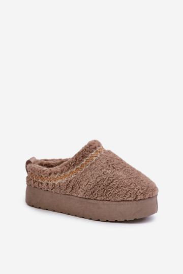 Platforminiai sniego batai su kailiu, avikailio tipo, tamsiai smėlio spalvos Mesirra 2