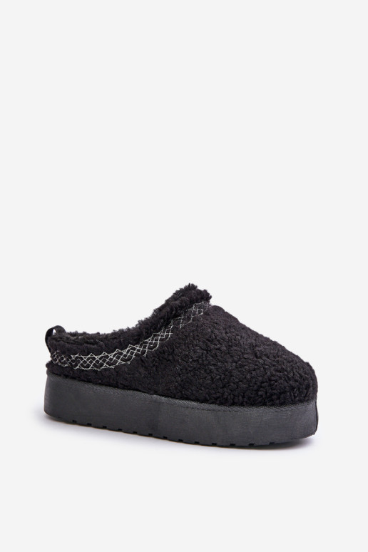 Juodi Mesirra avikailio platforminiai sniego batai su kailiu