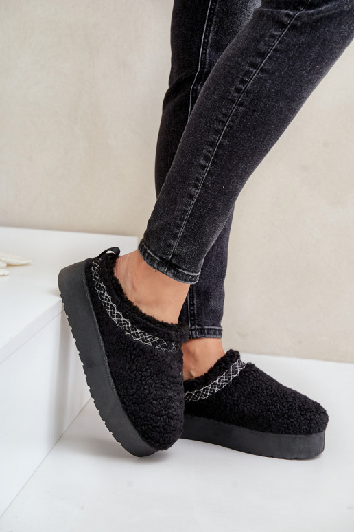 Juodi Mesirra avikailio platforminiai sniego batai su kailiu