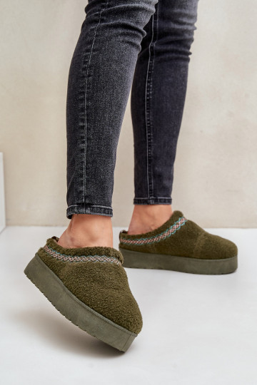 Platforminiai sniego batai su kailiu, avikailio tipo, tamsiai žalios spalvos Mesirra