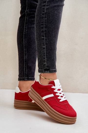 Dravinnia moteriški sportbačiai su platforma, raudoni