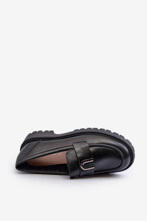 Mergaičių batai, mokasinai su puošmena, juoda Elvilda