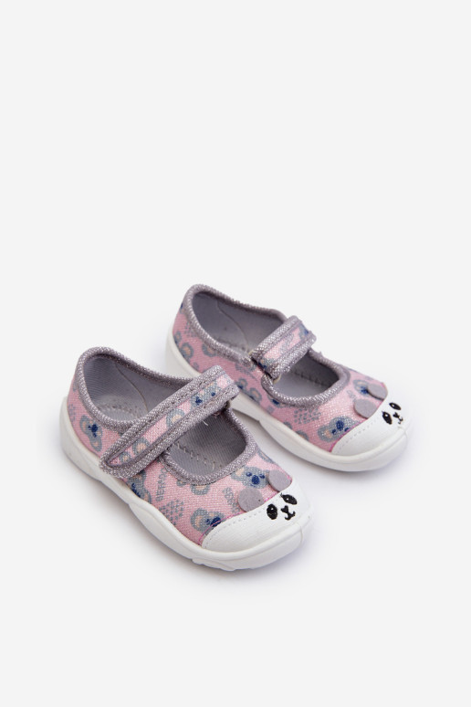 Befado Balerina šlepetės su meškiuku 209P038 pilka ir rožinė