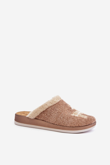 Moteriškos šlepetės su elniu ir kailiu Inblu CT000034 Smėlio spalvos 2