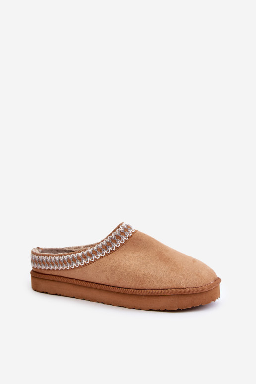 Patogūs moteriški batai namuose Šlepetės su siuvinėjimu Inblu FX000021 Camel