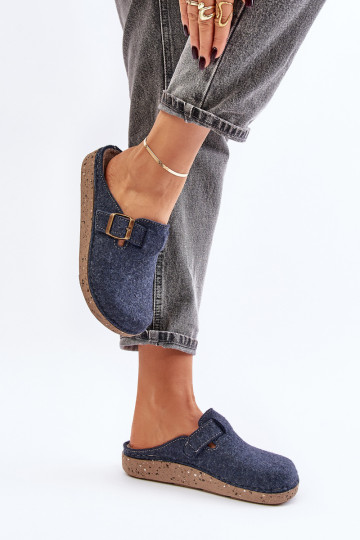 Patogios moteriškos šlepetės su sagtimi Inblu ED000019 tamsiai mėlynos spalvos