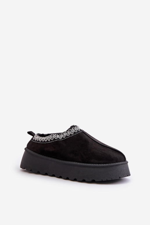 Juodi Tamildos platforminiai sniego batai su siuvinėjimu