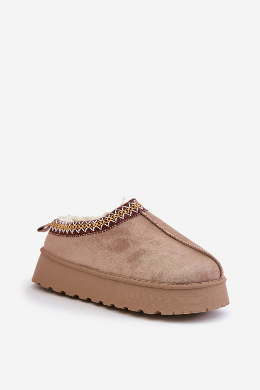 Platforminiai sniego batai su siuvinėjimais, tamsiai smėlio spalvos tamilda