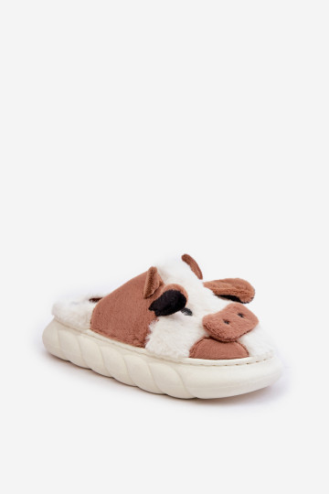 Moteriškos kailinės karvės šlepetės, ruda Remiola 2