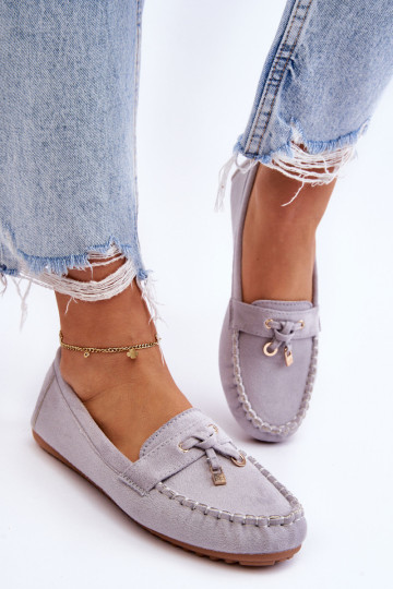 Klasikiniai zomšiniai mokasinai Good Time pilki 3