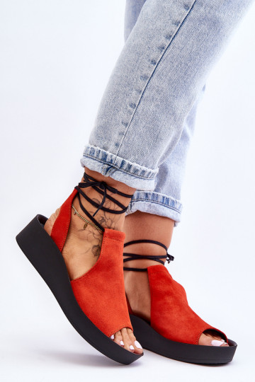 Zazoo 2743 Suede Wedge sandalai, oranžiniai