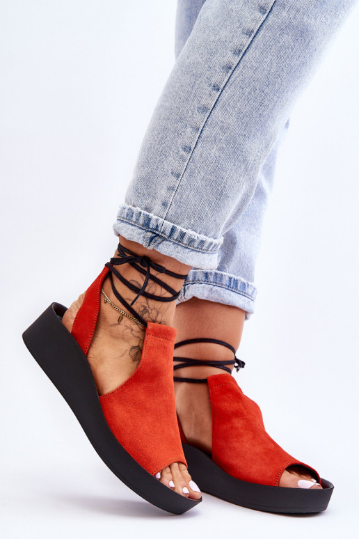 Zazoo 2743 Suede Wedge sandalai, oranžiniai