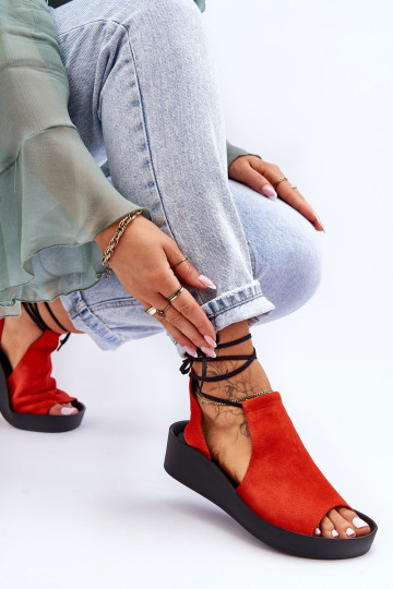 Zazoo 2743 Suede Wedge sandalai, oranžiniai 2