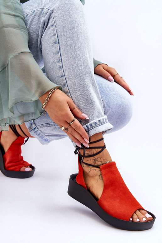 Zazoo 2743 Suede Wedge sandalai, oranžiniai