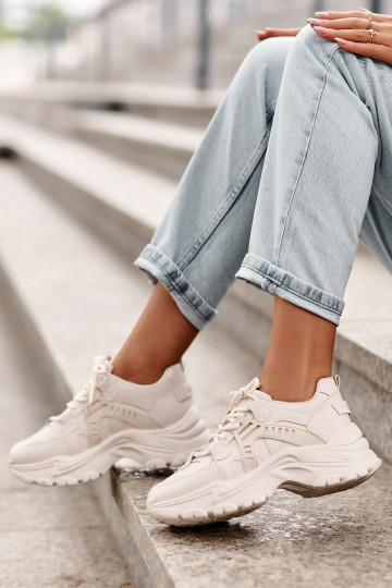 Masyvūs moteriški sportiniai bateliai smėlio spalvos Toderus