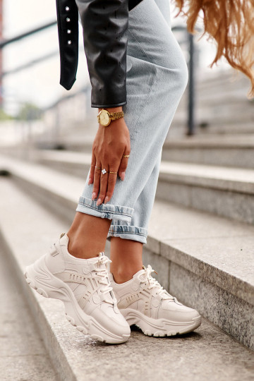 Masyvūs moteriški sportiniai bateliai smėlio spalvos Toderus 2