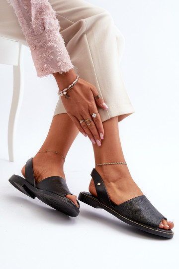 Odiniai užsegami sandalai Juodi Lemar Alivia