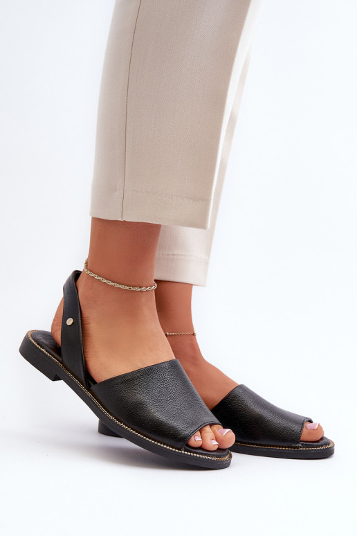 Odiniai užsegami sandalai Juodi Lemar Alivia