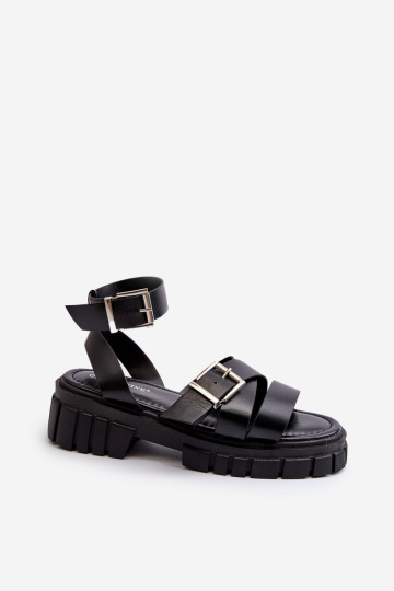 Moteriški sandalai su petnešėlėmis Eco Leather Black Eladira 2