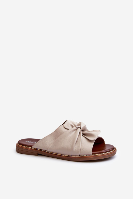 Moteriškos šlepetės su plokščiakulniais smėlio spalvos Nelvira