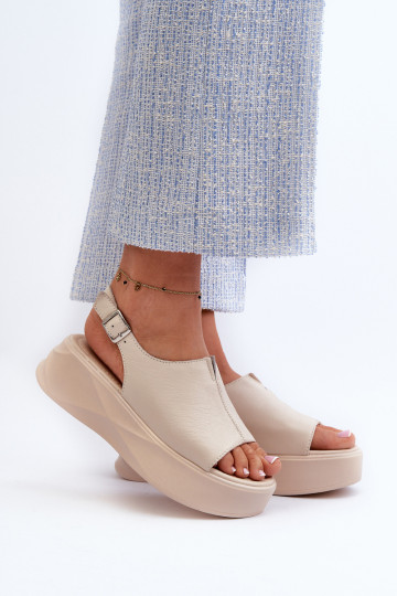 Moteriškos odinės platforminės basutės D&A SJ2301-2 smėlio spalvos