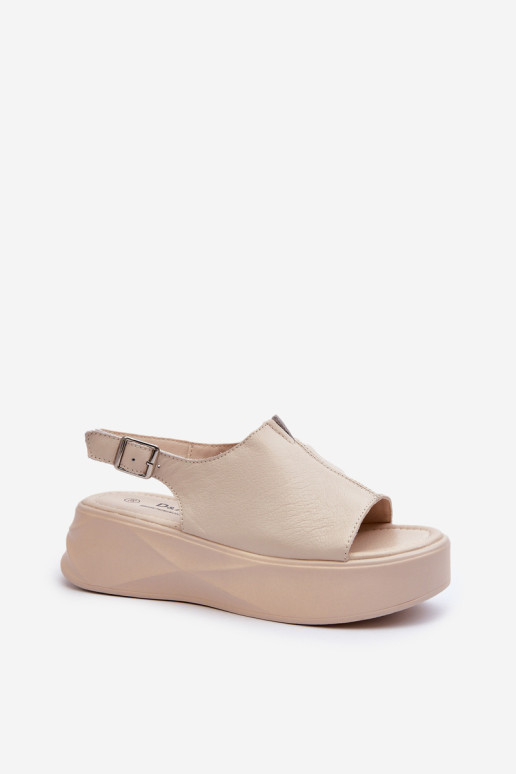 Moteriškos odinės platforminės basutės D&A SJ2301-2 smėlio spalvos