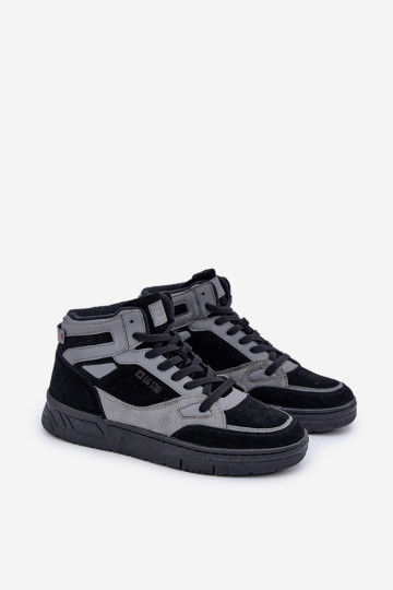 Big Star OO174303 Hi-Poly System vyriški zomšiniai sportbačiai juodai pilkai 2