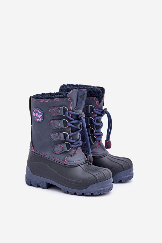 Lee Cooper LCJ-24-44-2843K tamsiai mėlyni aukštai šilti sniego batai vaikams su raišteliu