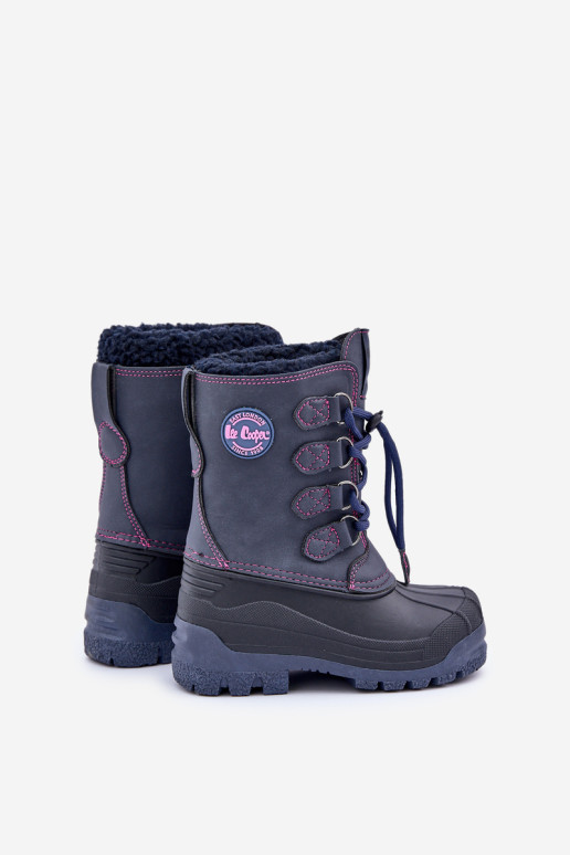 Lee Cooper LCJ-24-44-2843K tamsiai mėlyni aukštai šilti sniego batai vaikams su raišteliu