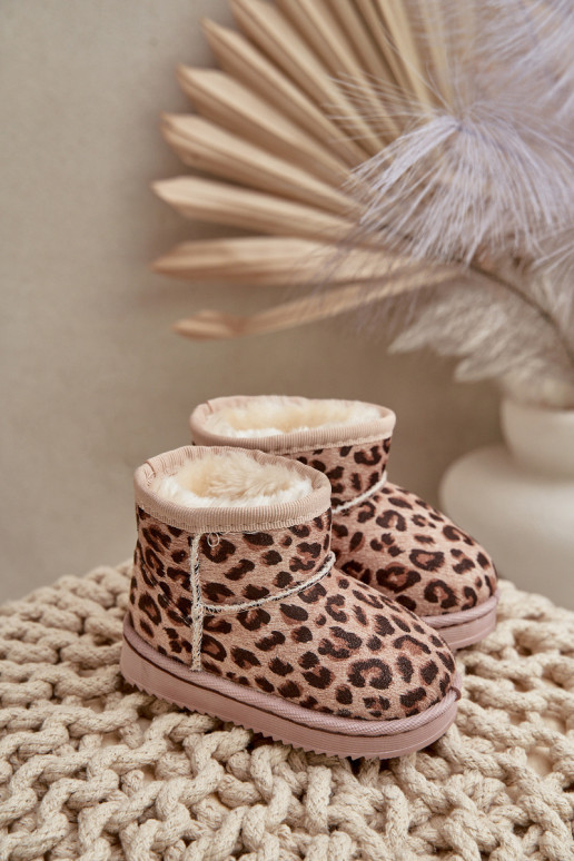 Vaikiški sniego batai su izoliuotu leopardo raštu Brown Nallita