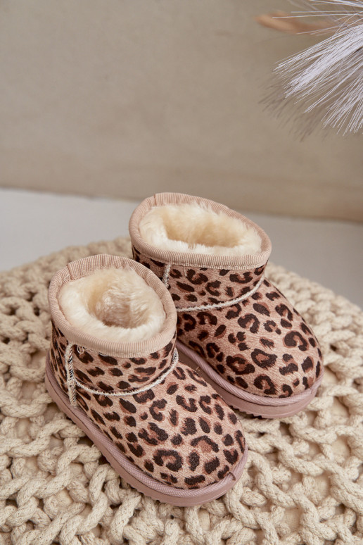Vaikiški sniego batai su izoliuotu leopardo raštu Brown Nallita