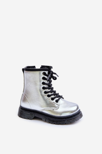 Apšiltintos lakinės odos batai su užtrauktuku, sidabrinės spalvos Novita 2