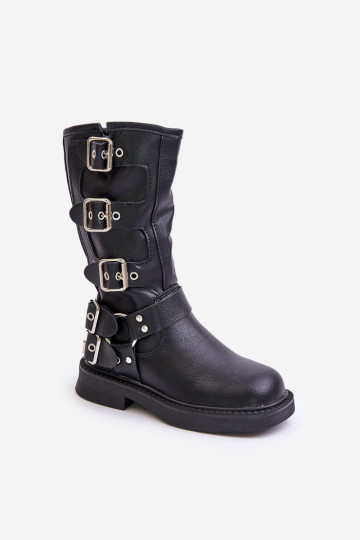 Mergaičių batai Kulkšnies batai su sagtimis Eco Leather Juoda Rinetha 2