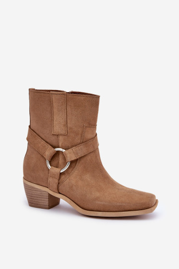 Zazoo 3444/ 2 Natūralūs zomšiniai aukštakulniai batai smėlio spalvos 2