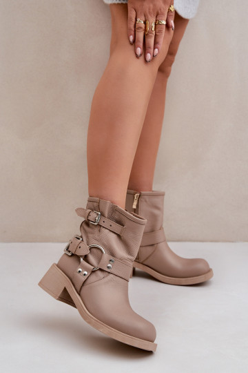 Moteriški odiniai aulinukai žemakulniai su petnešėlėmis Zazoo 3644 Beige