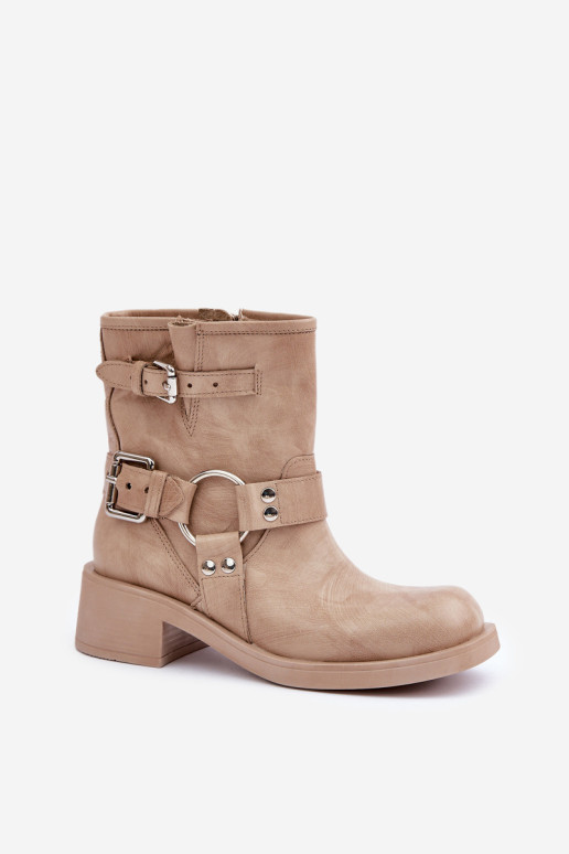 Moteriški odiniai aulinukai žemakulniai su petnešėlėmis Zazoo 3644 Beige