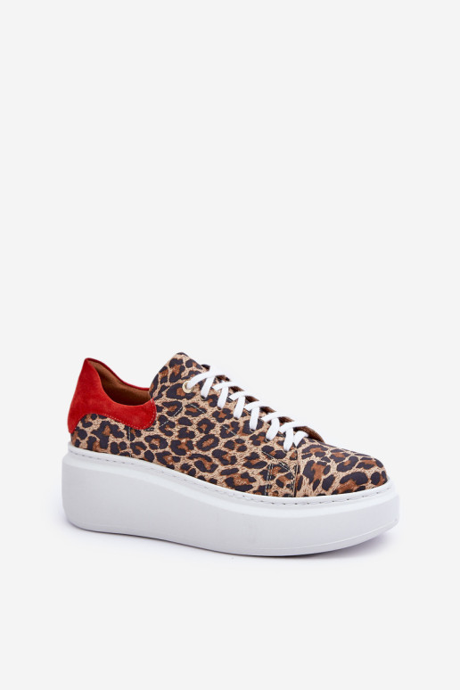 Zazoo 3346 Leopard odos platforminiai sportbačiai rudi-raudoni