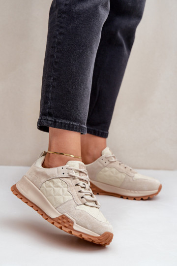 Big Star OO274A315 Hi-Poly System smėlio spalvos odiniai moteriški sportbačiai