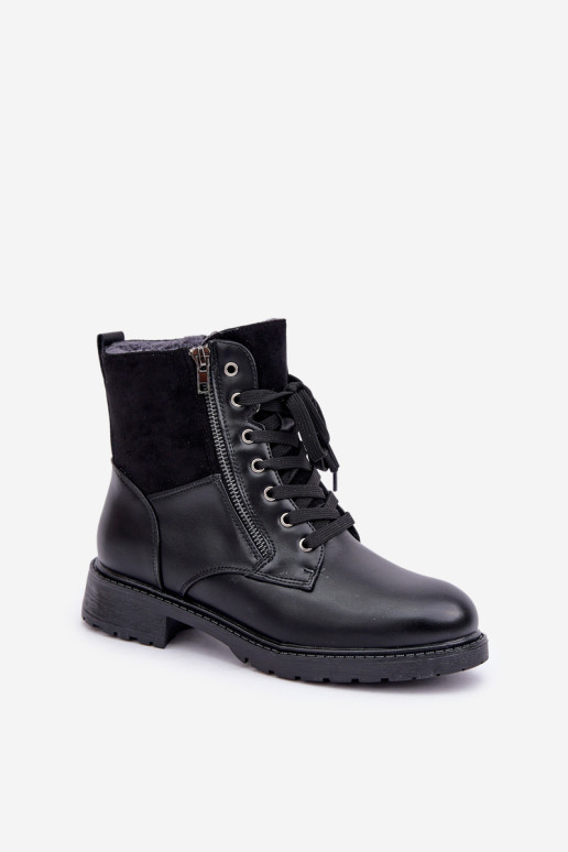 Izoliuoti plokšti kulkšnies batai Eco Leather Black Naoise