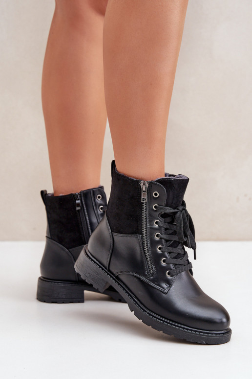 Izoliuoti plokšti kulkšnies batai Eco Leather Black Naoise