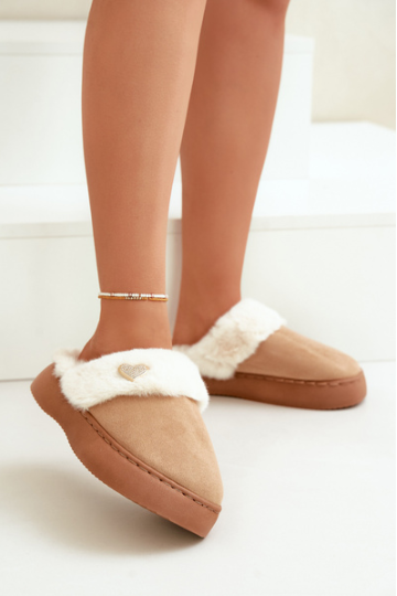 Moteriškos šlepetės su kailiu Otielo rudos