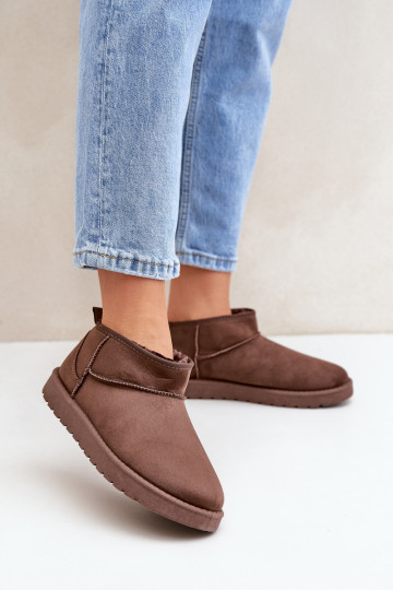 Maži sniego batai iš Eco Suede Brown Nelsanna